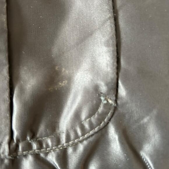 Vintage Black Twill Bomber Coat Mens Sz XL Nylon Faux Fur Collar Police Jacket - Picture 7 of 16